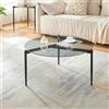 [en.casa] Tavolino da Salotto con Piano Rotondo in Vetro Fumé Tavolo Basso Centrale da Caffè a Gambe Coniche in Acciaio Ø80 x 40 cm per Soggiorno Studio - Grigio