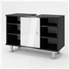 Vicco Mobiletto per lavabo Fynn, Antracite/bianco lucido, 80 x 54 cm con 6 ripiani, per la conservazione in bagno con ritaglio per sifone