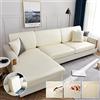 LINGKY Coprisedile per Divano con Penisola 3/4/2/1 Posti Elastico Federa per Cuscino per Divano del Sedile Universale in Ecopelle Copridivano Protezione del Cuscino Sedile (Beige,Grande 2 Posti)