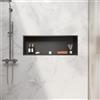 SIRHONA Nicchia da bagno, cuccia da doccia a incasso in acciaio inox, elementi di stoccaggio per la doccia in bagno, 90 x 30 cm, colore: Nero