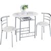 Yaheetech Set da pranzo in stile rustico, per 2 persone, con 1 tavolo da pranzo e 2 sedie, tavolo da cucina con ripiano, tavolo da pranzo e sedie, bianco