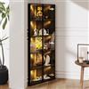 Kebnor Vetrina in vetro a LED, 62 x 35 x 160 cm, nera, con strisce luminose integrate, vetrina in vetro temperato resistente alla polvere, con elementi angolari con ante - armadio ad angolo, libreria