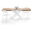 Mobili Fiver, Tavolo Allungabile Emma 140(220) x90 cm, Rovere Rustico con Gambe Incrociate Bianche, per 6-10 persone, Tavolo Cucina, Soggiorno, Made in Italy