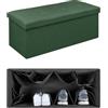 IlGruppone Pouf Contenitore Cassapanca Con Scarpiera Interna Salvaspazio Portaoggetti Porta Scarpe Panca Sgabello A Pie Di Letto Rettangolare Poggiapiedi Panchina - Verdebosco - Rettangolare