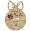 Pixel Artigiani Digitali® Palla Pallina di Natale Personalizzata Il Mio Primo Natale Legno FSC Personalizzabile con Nome Idea Regalo Albero Bimbo Bambino Incisione Portachiavi divisibile 2023