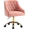 WOEOA HomeOffice - Sedia da ufficio, in velluto, girevole con gambe dorate, regolabile in altezza, con ruote, per studio