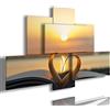 duudaart Quadro Camera da Letto Moderno Mare Tramonto 3d Matrimoniale Scomposto Ingresso Componibile Corridoio Paesaggio Cuori Multilivello 135x85cm