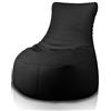 Bepouf - Poltrona a Sacco con Schienale Alto in Ecopelle con Imbottitura in Palline di Polistirolo, Poltrona a Sacco adatta per Camera e Salotto - Dimensione Grande 85x80, Colore Nero