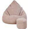 Slevobox Pouf Poltrona Sacco con Poggiapiedi Rosa Cipria 80x80x110 cm - Poltrona Pouf Sacco - Morbido e Confortevole - Bean Bag per Adulti e Bambini - Fodera Lavabile - Mobili per Soggiorno