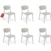MOHOME Sedia Tortora Chiaro Polipropilene Set da 6 Impilabili Design Ergonomico Minimalista Dimensioni 79 x 54,5 x 46 cm Interno Esterno Casa Ufficio Bar Ristorante