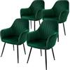 ML DESIGN modern living ML-Design Set di 4 Sedie da Pranzo con Schienale e Braccioli Verde Sedia da Cucina con Rivestimento in Velluto Poltroncina Imbottita con Gambe in Metallo Sedie Ergonomiche Poltrona Poltroncine