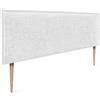 DHOME Testiera in lino naturale con bordo della testiera imbottito Letto moderno TOP TRENDING (Bianco, 135x105cm con Gambe (Letto 120/135/140))