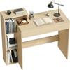 HOMCOM Scrivania Salvaspazio Moderna con 3 Ripiani Aperti e Cassetto Grande, Scrivania con Libreria in Legno, Tavolo Porta PC per Computer, per Ufficio, Studio e Camera da Letto, 100x40x90cm, Naturale