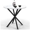 IDMarket - Tavolo da pranzo rotondo per 4 persone ALIX con gamba a ragno nera e piano ALASKA 80 cm effetto marmo bianco