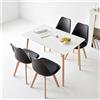 GrandCA HOME Tavolo da pranzo e 4 sedie Set da pranzo moderno, tavolo rettangolare e sedie da cucina, Nero
