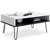 Viosimc Tavolino da caffè bianco e nero, tavolino da caffè, arredamento moderno, tavolino da salotto, tavolino da salotto, tavolino da 90 x 60 x 40 cm (bianco - nero)