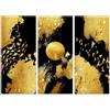 Lupia - Grande Quadro Moderno 3 Pezzi, Stampa su Tela 100x150 cm, Gold Oro e Nero Astratto, Decorazione per Soggiorno, Camera da Letto, Ufficio, Tela, Legno