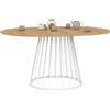 IDMarket - Tavolo da pranzo rotondo allungabile YUNA per 4-8 persone con piano in legno e gamba in filo metallico bianco 110-150 cm