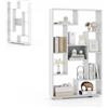 HOMASIS Libreria Scaffale con 9 Scomparti, Scaffale Aperto a Cubo, Libreria Verticale in Legno, Mobile Portaoggetti con Protezione Antiribaltamento, Divisorio per Soggiorno, 70x20x120cm (Bianco)