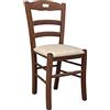 okaffarefatto zimbardi costanza Sedia legno loris noce scuro con seduta imbottita similpelle beige