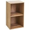 LOLAhome Scaffale cubo in legno per dispensa, libreria, camera da letto o dispensa (naturale, 2 ripiani (54 cm)