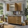 Linea Azzurra Sottolavello Cucina 120 Completo con Pensile 40, Colapiatto, Lavello e Miscelatore Cucina con 4 Cassetti e 2 Ante in Legno Made in Italy H85xL120xP50 cm (Noce Naturale, Vasca a Sinistra)