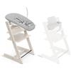 Stokke Sedia Tripp Trapp (Bianco calce) con Newborn Set e Baby Set (Bianco) - Design sicuro, regolabile ed ergonomico