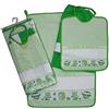 Bubabù Set ASILO SCUOLA MATERNA da ricamare AMICI DEL BOSCO 3 pezzi: bavaglino spugna con elastico cm.28x32, asciugamano cm.40x55 con fascia in etamine + sacchetto Cotone 100% Made in Italy (VERDE)