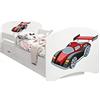 Happy Babies - Letto per Bambini Double Face con cassetto Estraibile, Design Moderno con Bordi sicuri e Materasso in Schiuma anticaduta, 7 cm (76 Super Bolid, 190x90)
