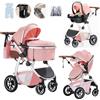 Lnhcrbs Passeggino Trio,Passeggino Leggero è Dotato di Un Maniglione Regolabile in Altezza,Passeggino Reversibile è Dotato Anche di Seggiolino Auto, Zanzariera e Borsa Per La Mamma, Portabicchieri