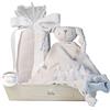 BebeDeParis Regalo Neonato Maschio Femmina | 1 Ciuccio per Bambini con Nome (bianco) Senza BPA de 0|6 Mesi | 2 mussole i doudou personalizzato in una scatola personalizzata | | BebeDeParis