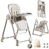 Veitoalioy Sedia Modalità da Pranzo 2-in-1 e Modalità Altalena, Pelle PU Seggiolone Pappa, Seggiolone Pappa 0 36 Mesi, Sedili Per Pasti Dotati Di Ruote e Piatti Staccabili (8121 White)