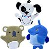 Eyands 3 guanti per il lavaggio del bambino con piccola spugna - simpatici motivi di animali, guanti da bagno per la pulizia della pelle (pinguino, Koala, cane)