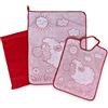 Tex family SET ASILO TRIS SACCO e ASCIUGAMANO e bavaglino WOOLY Scuola Materna - Rosso