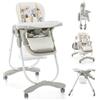 RELAX4LIFE Seggiolone Pappa per Bambini 6-36 Mesi, Seggiolone Pieghevole e Regolabile con 4 Ruote, Vassoio Rimovibile, Cuscino Comfort e Cinture di Sicurezza, 15KG (102 x 55 x 110 cm, Bianco)