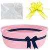 Hiseng Cestini Portaoggetti Intrecciato in Corda di Cotone con Manici, Cesti Regalo Vuoto con Sacchetti Regalo e Fiocchi, Cestini Regali per Natale, Matrimoni, Compleanni, Pasqua (Rosa Blu)