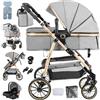 Dziranam Passeggino 3 in 1 Premium con Seggiolino Auto e Protezione Solare UPF 50+