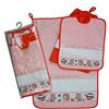 Bubabù Set ASILO SCUOLA MATERNA da ricamare AMICI DEL BOSCO 3 pezzi: bavaglino spugna con elastico cm.28x32, asciugamano cm.40x55 con fascia in etamine + sacchetto Cotone 100% Made in Italy (ARANCIO)