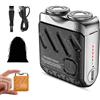 Ruileyou R-12 Rasoio elettrico portatile a doppio anello rotante, Mini rasoio elettrico portatile, Uso asciutto e bagnato, Rasoio tascabile impermeabile ricaricabile tramite USB (Black)
