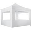 tectake® Gazebo pieghevole in alluminio, 3x3 m, impermeabile, con 4 pareti laterali, con corde di tensione, picchetti e borsa, baldacchino, balcone, terrazza, gazebo da giardino - Bianco