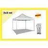 GrecoShop Gazebo pieghevole impermeabile richiudibile padiglione automatico a fisarmonica per fiera giardino campeggio picnic terrazza feste matrimonio colore bianco 3x3mt - Mod. Promo (Cod.:4448)