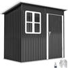 Outsunny Casetta da Giardino Porta Attrezzi in Lamiera Acciaio Zincato, 2.55m² Capanno da Giardino con Porta Blocco Tetto Inclinato, Capannone per Prato, Patio, Cortile, Esterno, 221x133x190cm, Grigio
