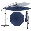 KOMFOTTEU Ombrellone da Giardino 3m con Luci Solari, Ombrellone da Patio Anti UV con Base Croce, Ombrellone a Manovella da Esterno con Regolazione Inclinazione per Cortile, Piscina (Blu)