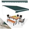RELAX4LIFE Tenda da Sole a Bracci Estensibili con Barra di Rinforzo 360x300cm/Telaio in Alluminio/Manovella Manuale/Angolazione Regolabile 5°-35°, Impermeabile, per Porta e Finestra, Balcone, VERDE