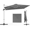 COSTWAY Ombrellone da Giardino 300 cm, Ombrellone Quadrato da Esterno con Rotazione a 360°, Inclinazione Regolabile, Base a Croce, 8 Stecche (Grigio)