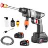 Dopastore Idropulitrice Portatile Nera Lancia Pistola a Pressione con Due Batterie da 48V Completa di Accessori e Ugelli Per Esterni Pulizie Auto e Vialetto
