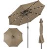 KOMFOTTEU Ombrellone da Giardino 3m, con Luci LED e Manovella, Ombrellone da Balcone Inclinabile Protezione UV, Parasole da Cortile con 8 Osse, per Terrazza, Spiaggia, Piscina (Marrone)