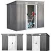 RELAX4LIFE Casetta da Giardino 3,12 m² 5 m³, in Lamiera d'Acciaio e e Lamiera Zincata con2 Porte Scorrevoli, Tetto Inclinato, per Porta Attrezzi, Tosaerba 238×131×160cm