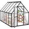 Froadp Serra in alluminio con fondamenta 280x180x195cm Serra da giardino 4mm piastre in PC a camera d'aria resistenti agli agenti atmosferici, serra per pomodori con finestre per giardino e crescita