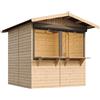 TIMBELA M149Z Casa da giardino in legno, bancarella di mercato in legno, grande stand da venditore con piano di lavoro H232x253x263 cm/4 m2, facile da montare e smontare, bar giardino, casetta da